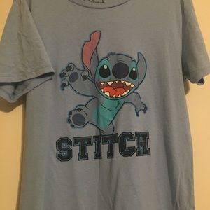 Disney Stitch Juniors Blue T-Shirt Size XL